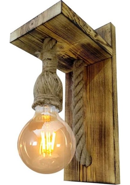 Ahşap Duvar Aydınlatma Aplik Halatlı Rustik Aplik fiyatları