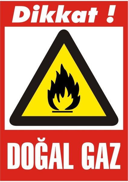Dikkat Doğal Gaz 2.6 mm PVC Uyarı Levhası 25 x 35 cm