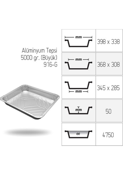 Alüminyum Tepsi Büyük 5000 gr 25 Adet