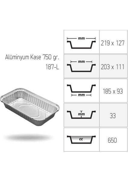 Alüminyum Kase 750 gr 100 Adet