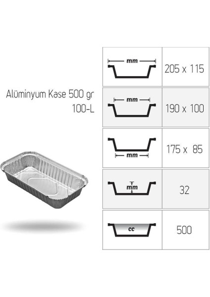 Alüminyum Kase 500 gr 100 Adet