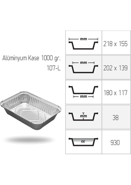 Alüminyum Kase 1000 gr 100 Adet