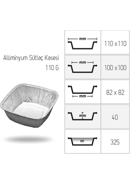 Alüminyum Sütlaç Kase 110/G 100 Adet