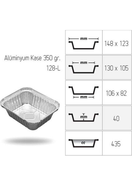 Alüminyum Kase 350 gr 100 Adet