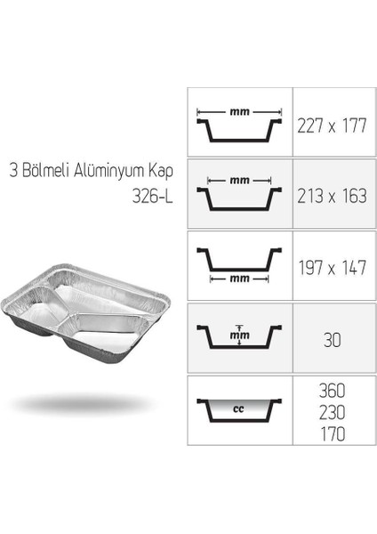 Alüminyum Kase Üç Gözlü 100 Adet