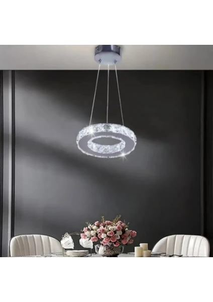 Luxury Modern Kristal Taşlı Sarkıt LED Avize Kumandalı 3 Renk BURENZE547