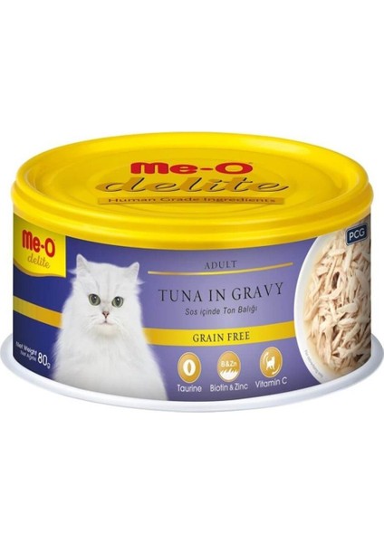 Me-O Delite Ton Balıklı Tahılsız Kedi Konservesi 80 gr (6 Adet)