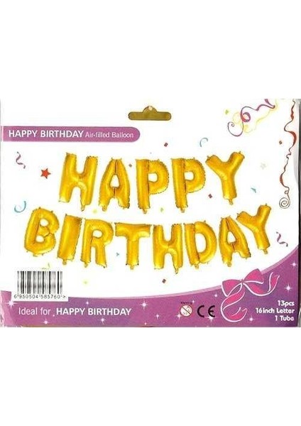 Gold Happy Bırthday Folyo Balon 16 Inç