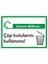 İzmir Serifgari Çevre Bilinci / Çöp Kutularını Kullanınız Galvaniz Uyarı Levhası 17,5 x 25 cm 1