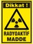İzmir Serifgari Dikkat Radyoaktif Madde Galvaniz Uyarı Levhası 17,5 x 25 cm 1