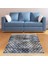 Geometrik Desenli Dijital Baskı Yıkanabilir Kaymaz Taban Modern Kilim Desen Salon Halı (Mavi) 1
