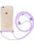 Apple iPhone 7 Kılıf Boyna Askılı Ayarlanabilir Şeffaf Silikon Mor 1