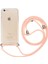 Apple iPhone 7 Kılıf Boyna Askılı Ayarlanabilir Şeffaf Silikon Pembe 1
