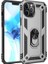 Apple iPhone 12 Pro Kılıf Tank Koruma Vega Standlı Yüzüklü Mıknatıslı Gümüş 1