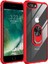 Apple iPhone 7 Plus Kapak Şeffaf Yüzüklü Kenar Korumalı Standlı Kılıf - Kırmızı 1