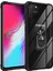 Samsung Galaxy A91 Kapak Şeffaf Yüzüklü Kenar Korumalı Standlı Kılıf - Siyah 1
