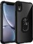 Apple iPhone Xr Kapak Şeffaf Yüzüklü Kenar Korumalı Standlı Kılıf - Siyah 1