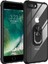Apple iPhone 8 Plus Kapak Şeffaf Yüzüklü Kenar Korumalı Standlı Kılıf - Siyah 1