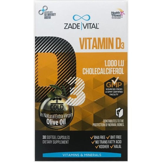 Zade Vital Vitamin D3 Kolekalsiferol 1000 Iu 30 Kapsül Fiyatı