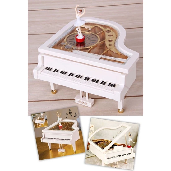 Keyfi Sepet Balerinli Mini Piyano Şeklinde Müzik Kutusu