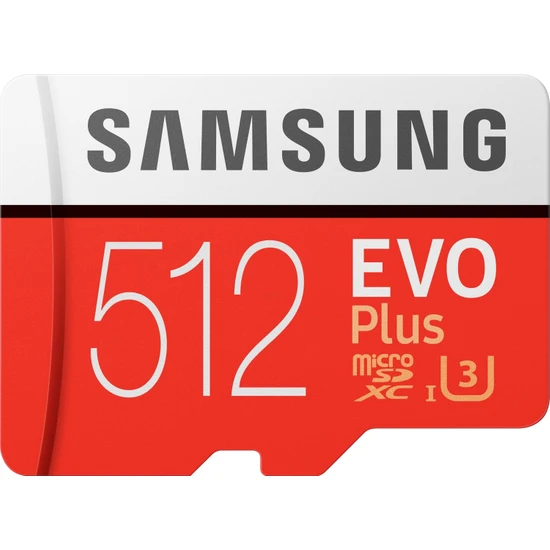 Samsung Evo Plus 512GB microSDHC/SDXC U3 UHS-I SDR104 Kart (Adaptör) MB-MC512HA/EU Samsung Evo Plus 512GB microSDHC/SDXC U3 UHS-I SDR104 Kart (Adaptör) MB-MC512HA/EU