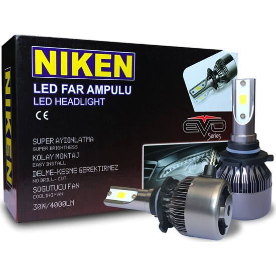 Niken Evo Serisi Led Xenon Far Ampulu H7 / H4 / H11 / H1 / H10 / 9005 / 9006 / H15 + T10 Ampul