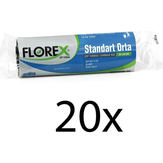 Florex Çöp Poşeti Standart Orta 20 Adet (Siyah&mavi) 20 Paket