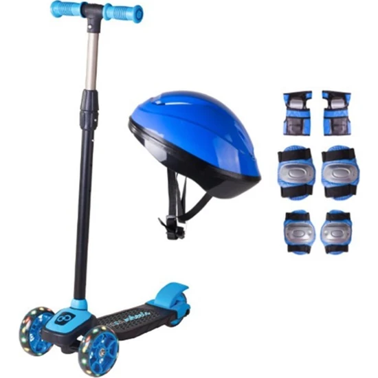 Cool Wheels Mavi Twist Işıklı Scooter + Kask Seti