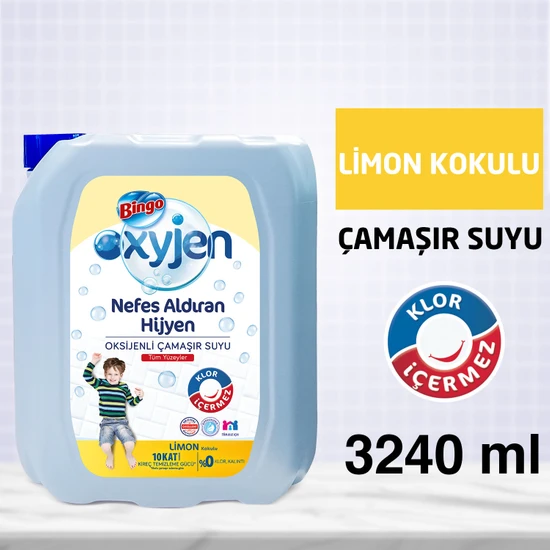 Bingo Oksijen Çamaşır Suyu Limon Kokulu 3;24 L