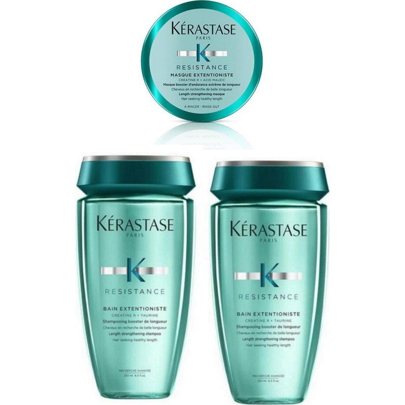Kerastase Resistance Bain Extentioniste Saç Uzatan Şampuan 250 ml x 2 + Masque Extentioniste Saç Maskesi 75 ml
