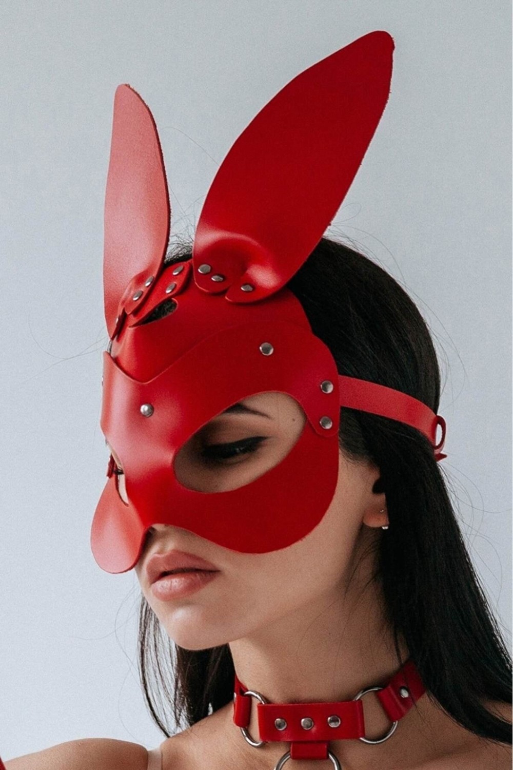 Secret Moda Özel Kırmızı Tasmalı Maskeli Kelepçeli Esaret Seti