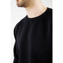 Uniprom Sıfır Yaka Sweatshirt Kalın Kumaş Içi Şardonlu Lacivert Erkek