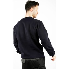 Uniprom Sıfır Yaka Sweatshirt Kalın Kumaş Içi Şardonlu Lacivert Erkek