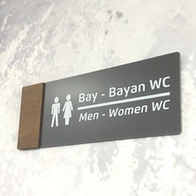 Dekokonsept Wooden Serisi (Bay Bayan Wc) Ofis Oda Kapı İsimliği Yönlendirme Tabelası