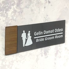 Dekokonsept Wooden Serisi (Gelin Damat) Ofis Oda Kapı İsimliği Yönlendirme Tabelası