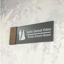 Dekokonsept Wooden Serisi (Gelin Damat) Ofis Oda Kapı İsimliği Yönlendirme Tabelası