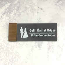 Dekokonsept Wooden Serisi (Gelin Damat) Ofis Oda Kapı İsimliği Yönlendirme Tabelası