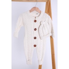 Baby Hola Babyhola Kalın Triko Kız Erkek Bebek Çocuk Kışlık Bereli Tulum Takım 5711