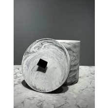 Betonmall Çöp Kovası Mermer Desen 4 Litre Beton Wc Fırçası Sabunluk Gri