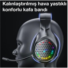 Coofbe 2mt Kablolu Rgb Işıklı Mikrofonlu Oyuncu Kafaüstü Kulaklık  Mikrofonlu Rgb Oyuncu Kulaklığı