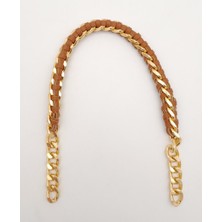 Angel Çanta Aksesuar 40 cm Derili Zincir Taba Renk Light Gold Metalli
