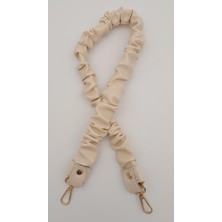 Angel Çanta Aksesuar 70 cm Büzgü Model Suni Deri Krem Renk Çanta Sapı Light Gold Metalli