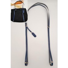 Angel Çanta Aksesuar Gerçek Deri Çantayı Saran Lacivert Renk Ince Sap Light Gold Metalli