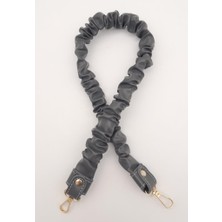 Angel Çanta Aksesuar 70 cm Büzgü Model Suni Deri Gri Renk Çanta Sapı Light Gold Metalli