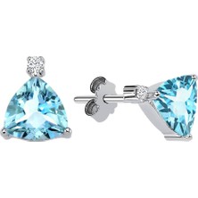 Sirius Pırlanta Pırlanta ve Üçgen Kesim Sky Blue Topaz Taşlı Küpe 0402E0014