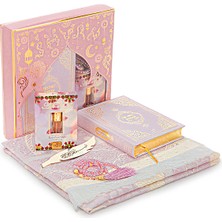 İhvan Online Ingilizce Mealli Medine Hatlı Kuranı Kerim ve Seccade Seti Pembe