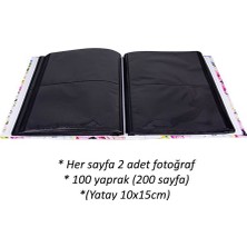 Rabsev RS306 Fotoğraf Albümü 10X15CM 200 Fotoğraf Kapasiteli Çiçekler Desenli Lüks Albüm