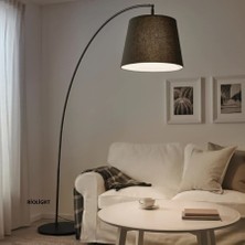 Riolight  Vintage,retro Rustik Siyah Metal Gövde Kumaş Hareketli Başlık 1XE27 Lambader Köşe Lambası