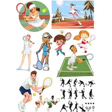 Reysa Tasarım Tenis Sticker Set 20 Parça Telefon, Tablet, Defter, Laptop Sticker