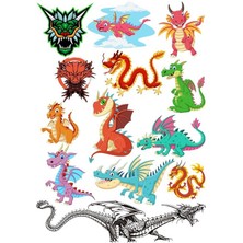 Reysa Tasarım Ejderha Dragons Sticker Set 13 Parça Telefon, Tablet, Defter, Laptop Sticker